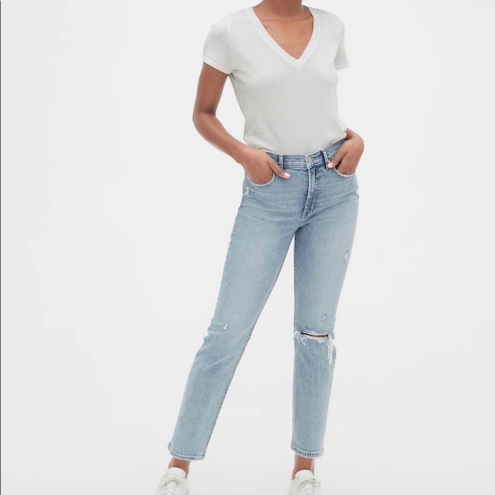 Distressed High Rise Jeans by GAP